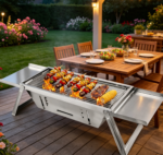 Foldable Stainless Steel Charcoal Grill – Compact Tabletop BBQ for Travel, Camping & Backyard Cooking - Image 2