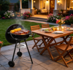 18-Inch 2-in-1 Kettle Charcoal Grill – Portable Black BBQ with Porcelain Lid, 254 sq.in Area & 15-Piece Set - Image 2