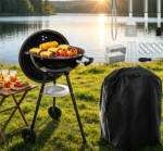 18-Inch 2-in-1 Kettle Charcoal Grill – Portable Black BBQ with Porcelain Lid, 254 sq.in Area & 15-Piece Set