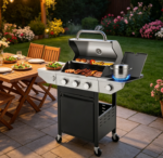 Large 3-Burner Gas Grill with Side Burner – Porcelain Cast Iron Grates for Patio & Party Cooking - Image 2