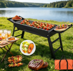 Foldable Smokeless Charcoal Grill – Cold Rolled Steel, Portable for 3-5 People, Comes with Carry Bag