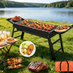 Foldable Smokeless Charcoal Grill – Cold Rolled Steel, Portable for 3-5 People, Comes with Carry Bag