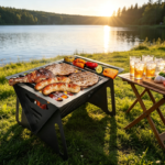 Lightweight Tabletop Charcoal Smoker – 6"x4.6"x4.9" Portable BBQ for Picnics, Garden & Beach Parties