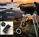 22-Inch Charcoal Grill with 5-Piece Tool Set – Heavy-Duty Round Kettle on Wheels for Small Patios & Backyards - Image 2