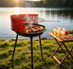 16-Inch Portable Charcoal Grill with 4 Flame Control Levels – Dual Vents for Backyard, Camping & Boat
