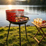 16-Inch Portable Charcoal Grill with 4 Flame Control Levels – Dual Vents for Backyard, Camping & Boat