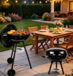 18-Inch Kettle Charcoal Grill – Portable Smoker with Wheels, Porcelain Lid & Dual Vents for Camping or Tabletop Use - Image 2