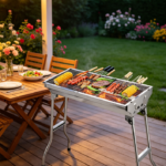 Stainless Steel Folding Charcoal BBQ Set – Lightweight Portable Grill for Camping, Hiking, Picnics & Tailgating - Image 2