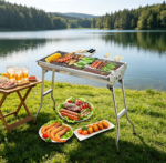 Stainless Steel Folding Charcoal BBQ Set – Lightweight Portable Grill for Camping, Hiking, Picnics & Tailgating