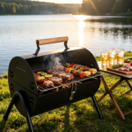 Tabletop Charcoal Grill with 2 Carbon Tanks & 2 Baking Nets – Compact BBQ for Camping, Picnics, Backyard & Balcony
