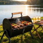 Tabletop Charcoal Grill with 2 Carbon Tanks & 2 Baking Nets – Compact BBQ for Camping, Picnics, Backyard & Balcony