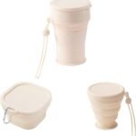 3-Pack Silicone Collapsible Travel Cup – Folding Camping Cup with Lid, Reusable for Hot & Cold Drinks