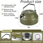 Stainless Steel Camping Kettle – 1L Lightweight Teapot for Fast Boiling, Ideal for Hiking, Picnic & Travel (Green) - Image 2