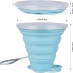 Small 270ml Silicone Folding Travel Cup – Cat Paw Design, Collapsible Camping Cup for Hiking (Blue & Grey, 2-Pack)