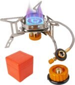 Small Foldable Camping Gas Stove – 3500 W with Piezo Ignition, Adapter Included for Trekking & Hiking