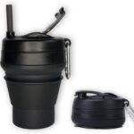 Reusable Collapsible Coffee Cup with Lid & Straw – 16oz Leak-Proof Travel Mug, Dishwasher & Microwave Safe