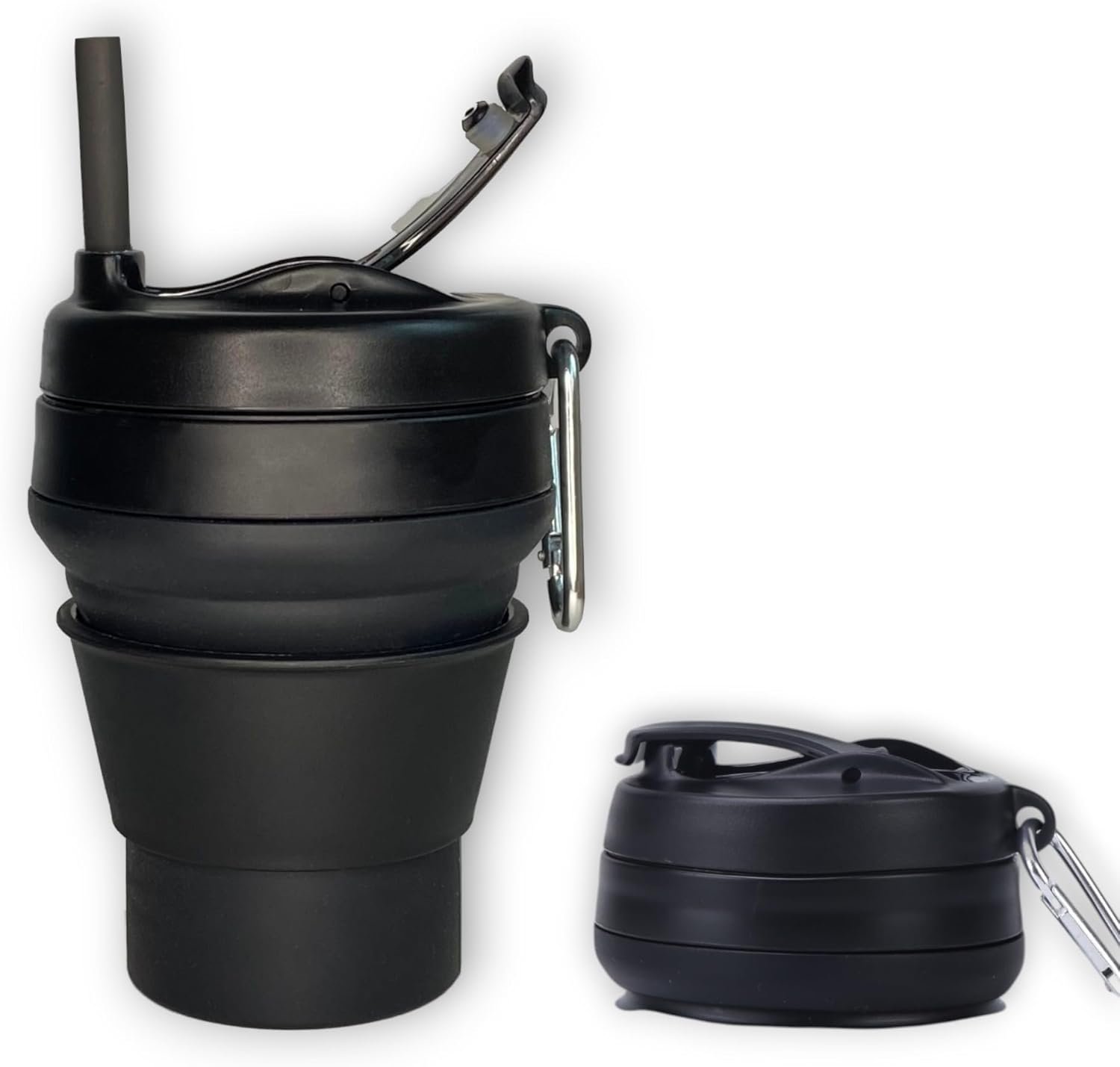 61qRSjTpwJL._AC_SL1500_.jpg Reusable Collapsible Coffee Cup with Lid & Straw – 16oz Leak-Proof Travel Mug, Dishwasher & Microwave Safe - Image 1