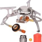 Portable Camping Gas Stove with Propane Tank Adapter – Foldable Burner with Piezo Ignition for Hiking & Outdoor Cooking