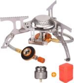 Portable Camping Gas Stove with Propane Tank Adapter – Foldable Burner with Piezo Ignition for Hiking & Outdoor Cooking
