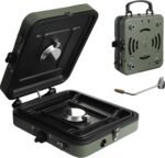 2-Burner Portable Propane Camping Stove – 17200 BTU, Folding Gas Stove with Carry Handle & Inlet Pipe