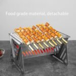 Mini Assemblable Tabletop Charcoal Grill – Portable Fire Pit with Bamboo Stick & Storage Bag for Camping & Patio - Image 2