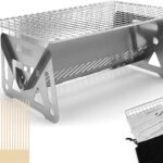 Mini Assemblable Tabletop Charcoal Grill – Portable Fire Pit with Bamboo Stick & Storage Bag for Camping & Patio
