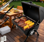 Small Tabletop Charcoal Grill Set – Heavy-Duty Portable BBQ with Tools, Thermometer & Chimney for Backyard or Camping - Image 2