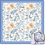 Extra Large Picnic Blanket – 79"x79" Waterproof & Sand-Proof Mat with Floral Pattern for Lawn, Beach & Camping