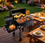 Heavy-Duty Charcoal Grill with Offset Smoker – 780 sq.in Cooking Area, Side Table & Adjustable Carbon Pan on Wheels - Image 2